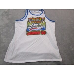 Magellan Busch Light Tank Top Mens L White Graphic Summer 89 Beer